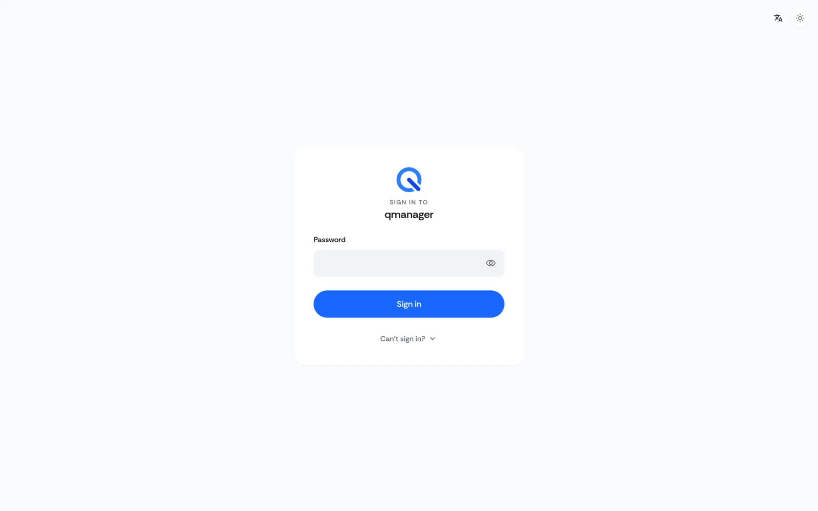 QManager RM551E Sign-in page screen