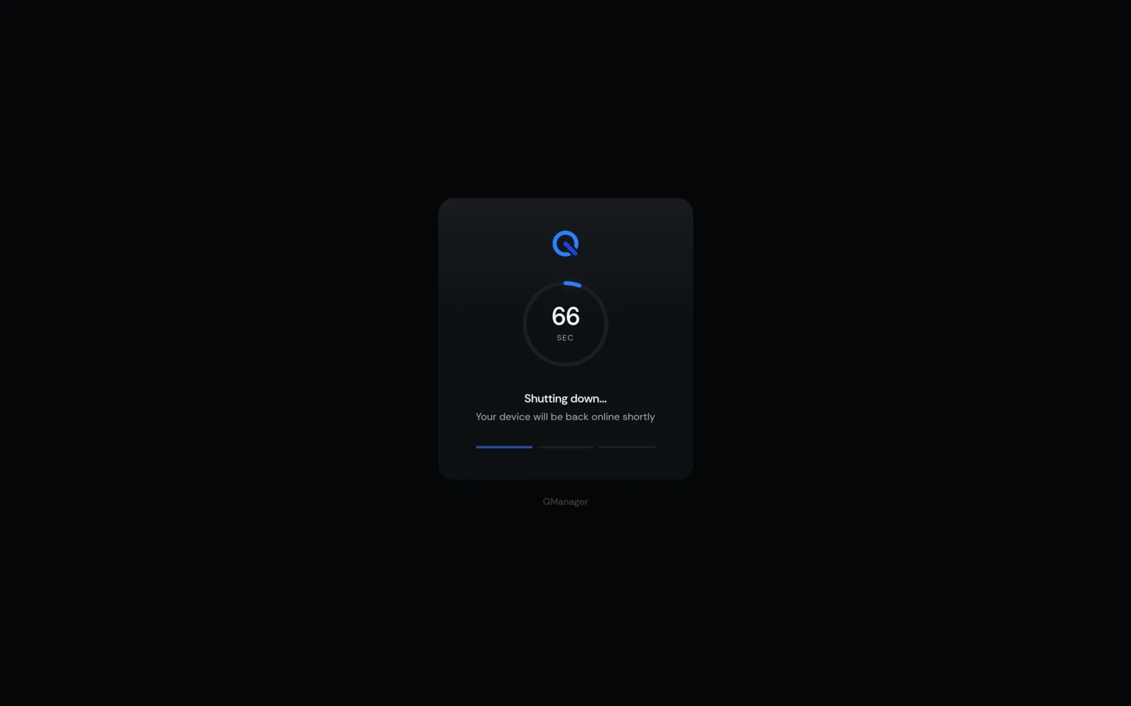 QManager RM551E Reboot countdown screen