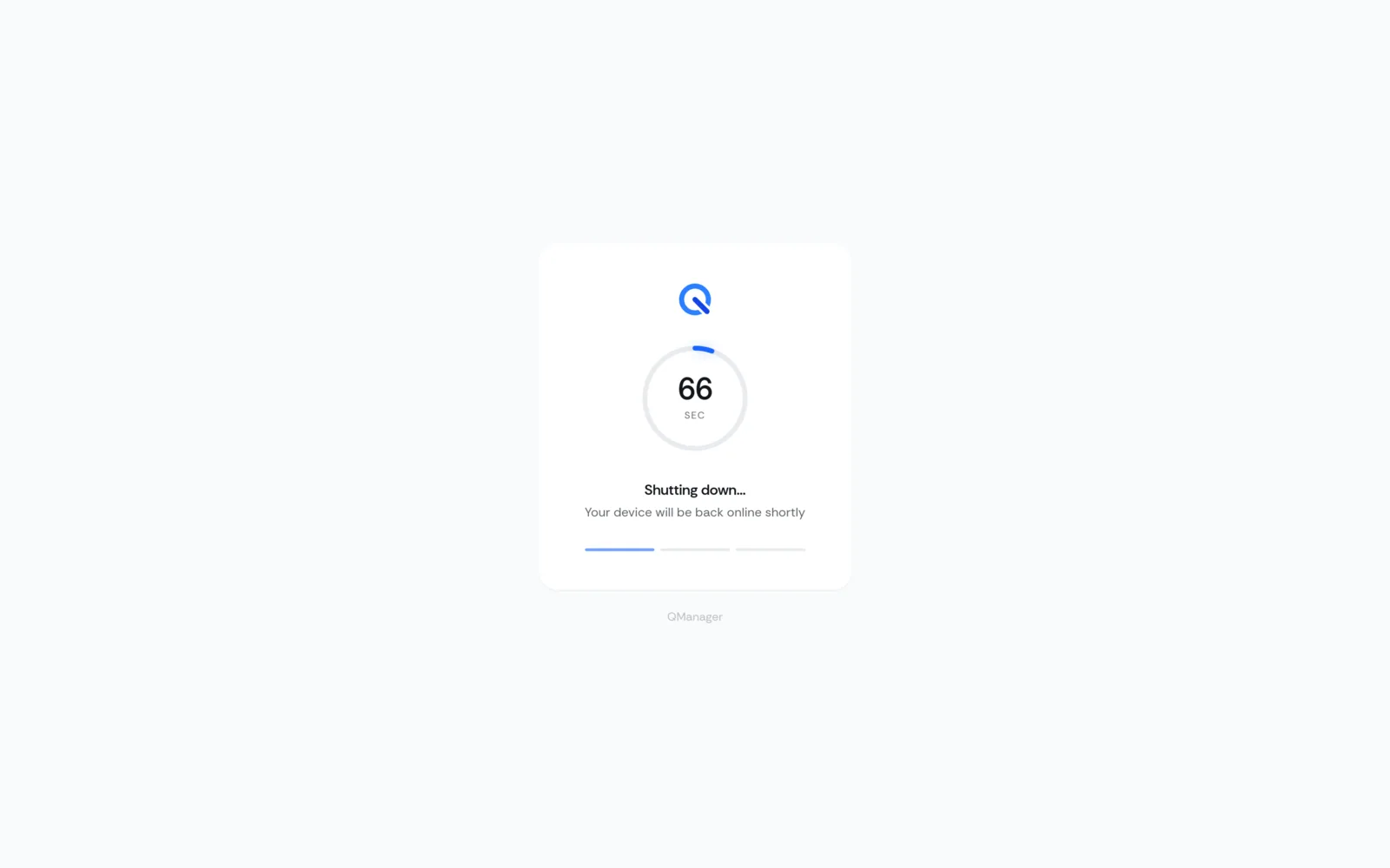 QManager RM551E Reboot countdown screen